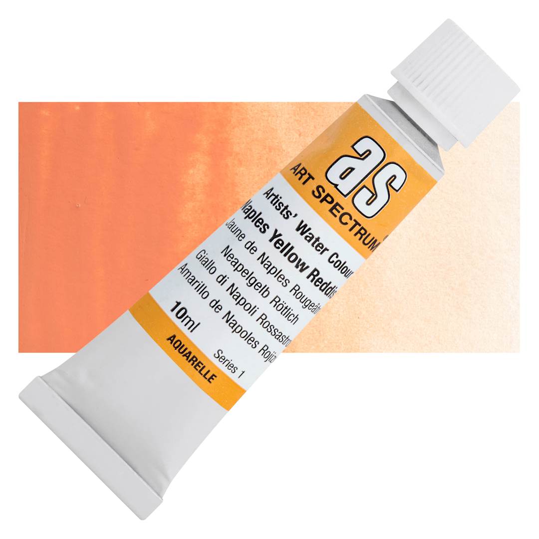 Open in modal - Art Spectrum Artists’ Watercolor Tube - Naples Yellow Reddish, 10 ml tube and swatch
