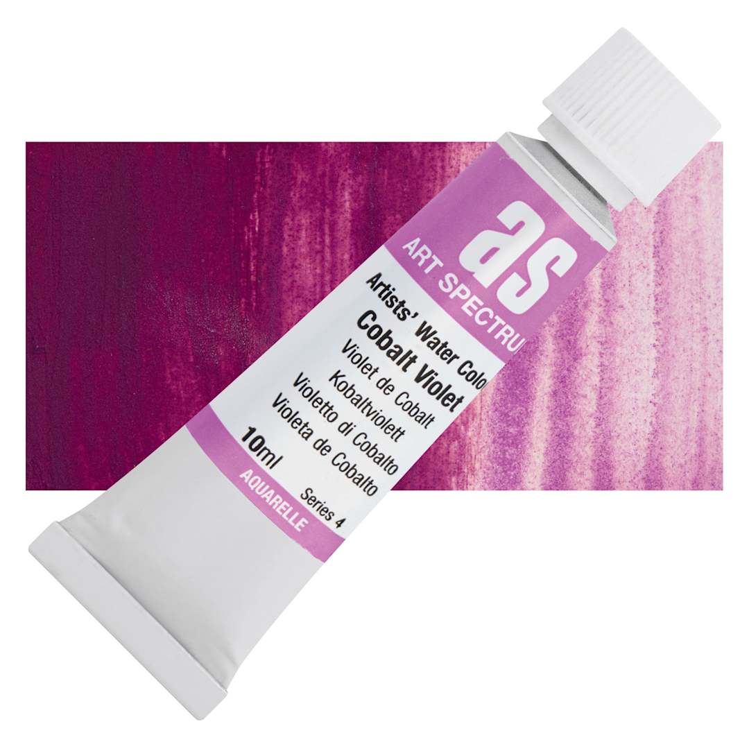 Open in modal - Art Spectrum Artists’ Watercolor Tube - Cobalt Violet, 10 ml tube and swatch