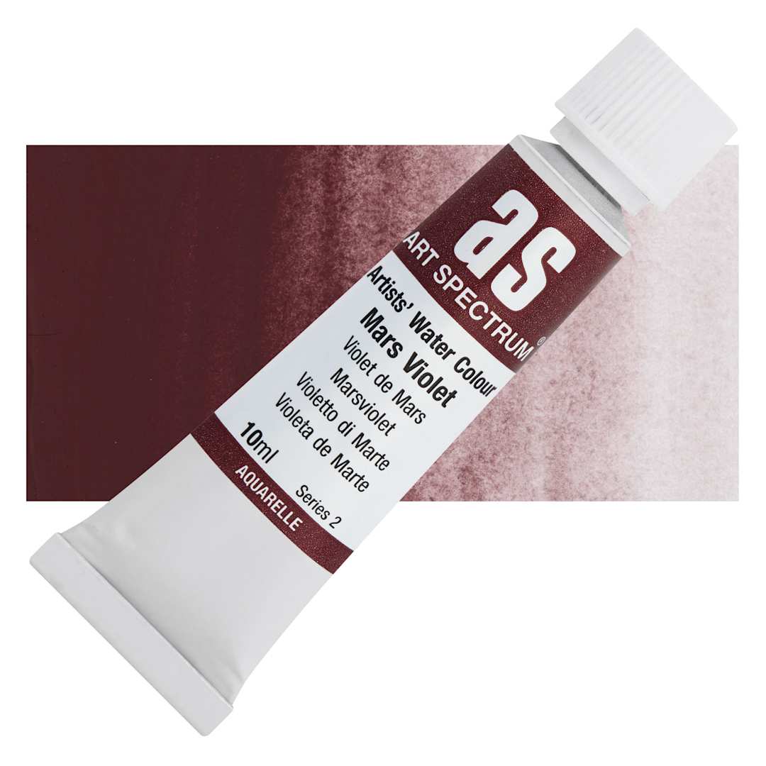 Open in modal - Art Spectrum Artists’ Watercolor Tube - Mars Violet, 10 ml tube and swatch