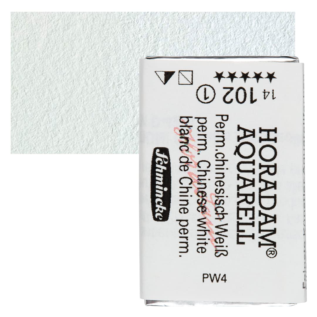 Open in modal - Schmincke Horadam Aquarell Watercolor - Permanent Chinese White, Full Pan and swatch