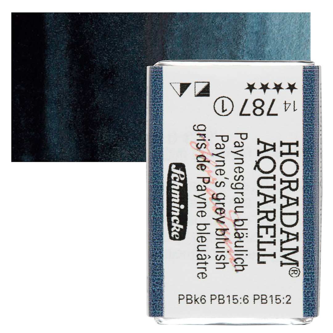 Open in modal - Schmincke Horadam Aquarell Watercolor - Payne's Grey Bluish, Full Pan and swatch