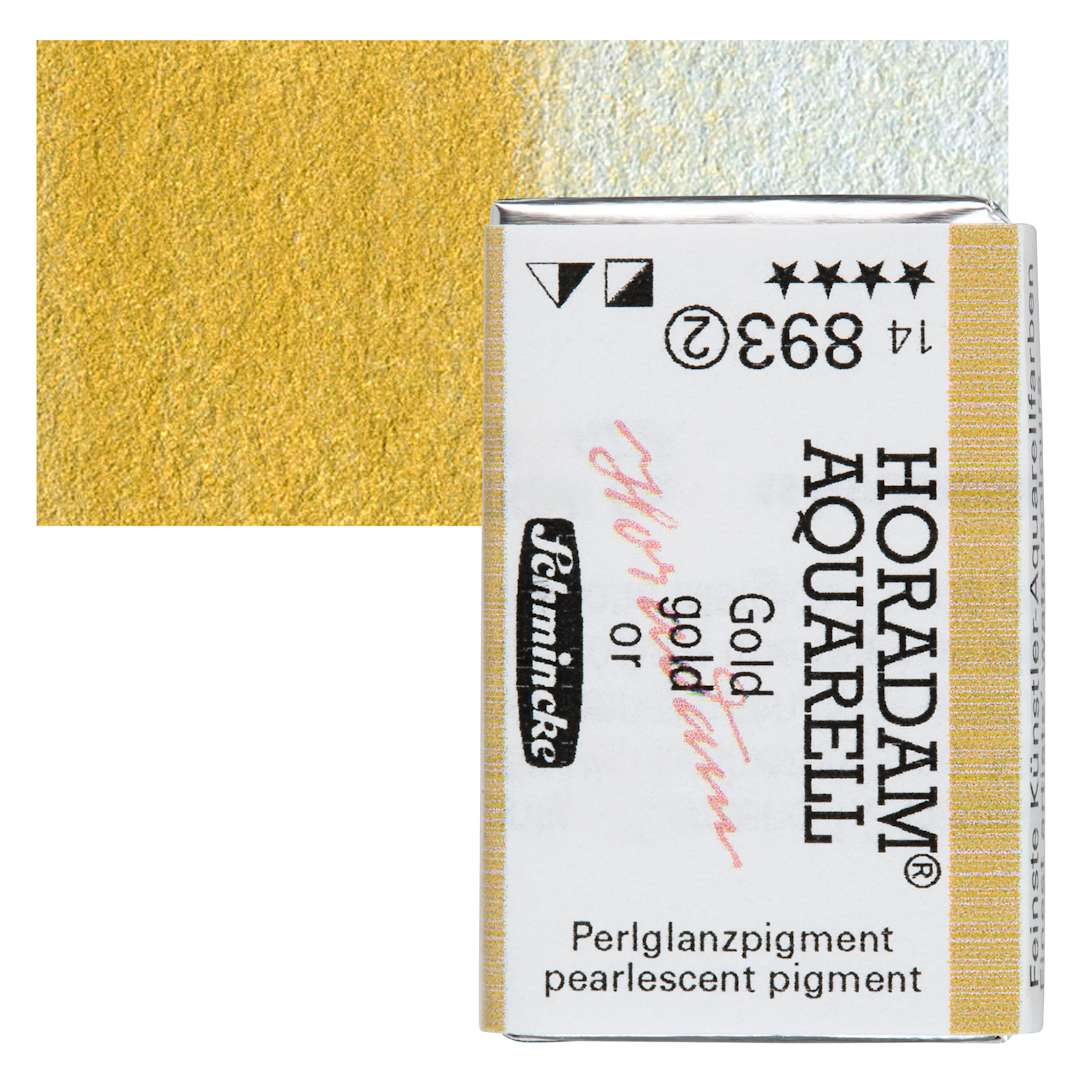 Open in modal - Schmincke Horadam Aquarell Watercolor - Gold, Full Pan and swatch