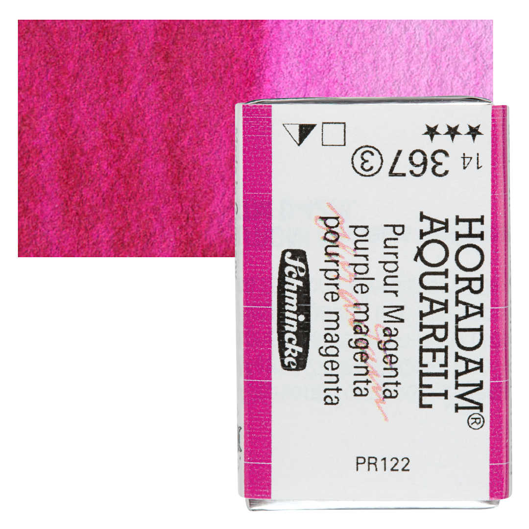 Open in modal - Schmincke Horadam Aquarell Watercolor - Purple Magenta, Full Pan and swatch