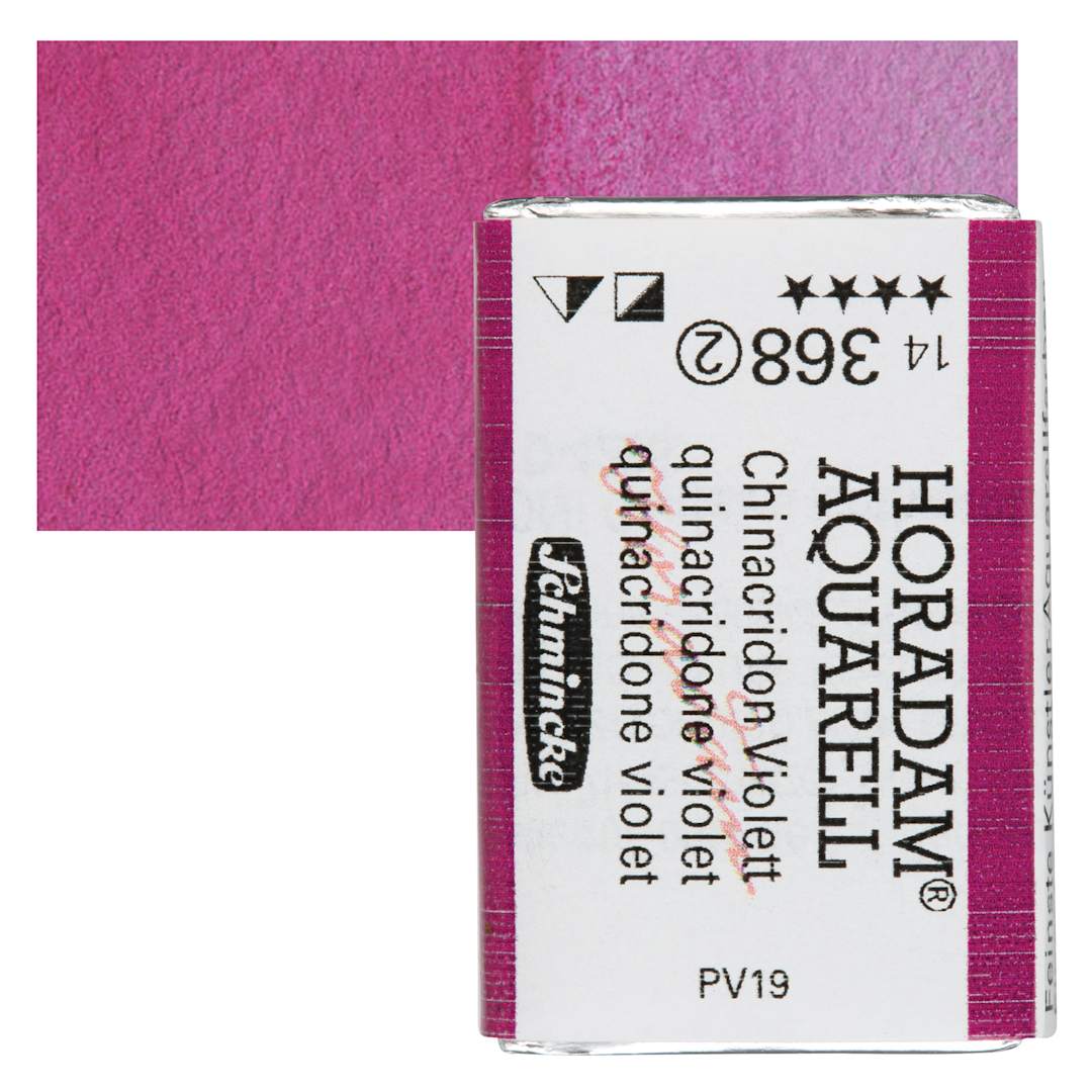 Open in modal - Schmincke Horadam Aquarell Watercolor - Quinacridone Violet, Full Pan and swatch
