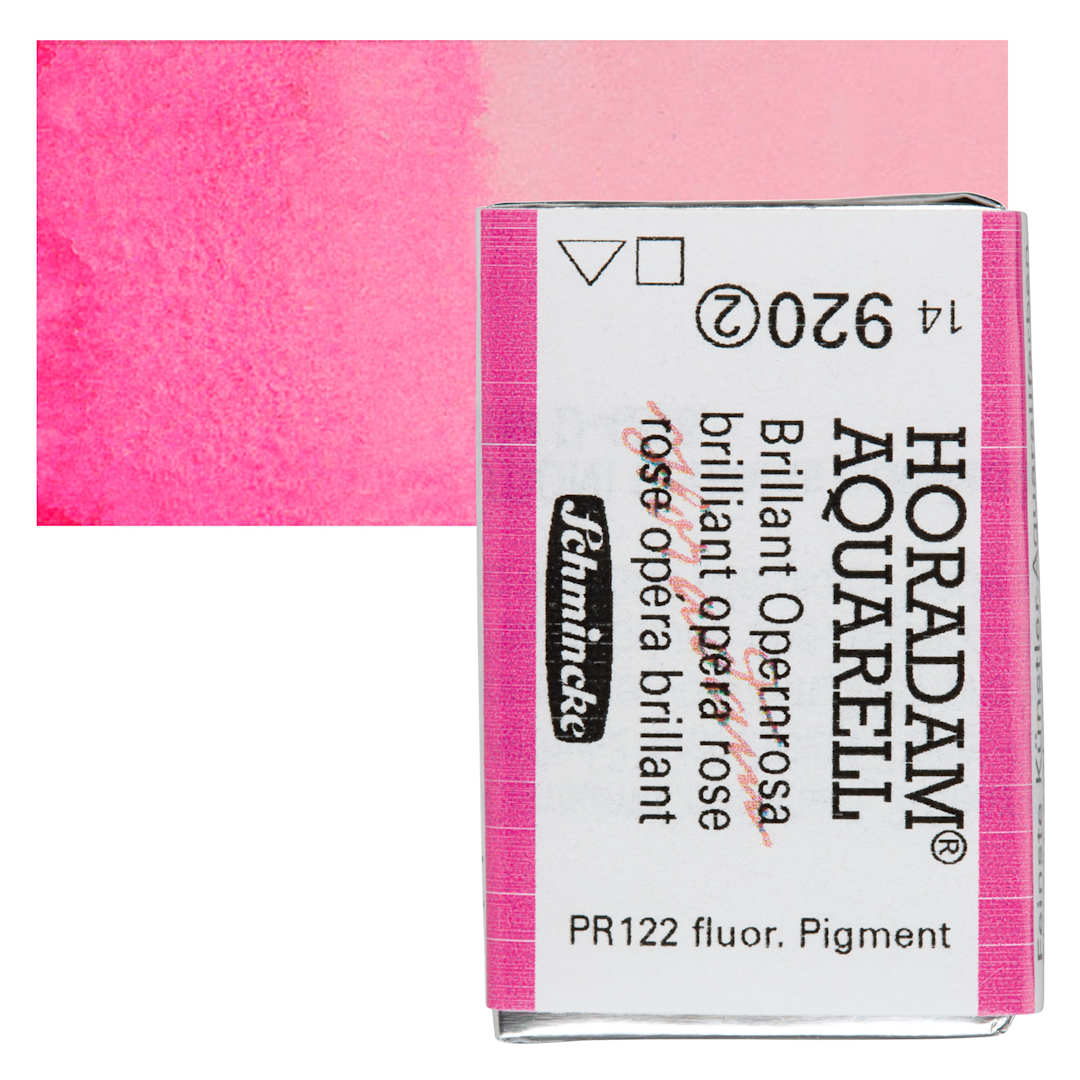Open in modal - Schmincke Horadam Aquarell Watercolor - Brilliant Opera Rose, Full Pan and swatch