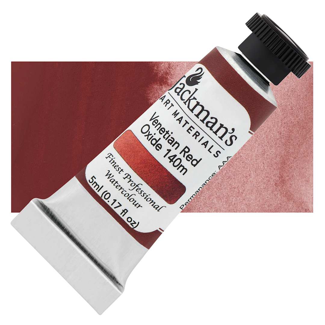 Open in modal - Jackman's Finest Professional Watercolour - Venetian Red Oxide 140m, 5 ml Tube and Swatch