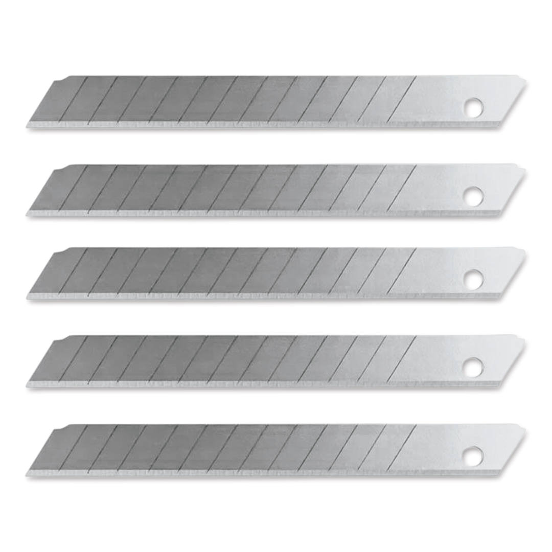 Open in modal - Excel Blades Snap-Off Utility Knife Blades - 9 mm, 13-Point Snap Blade, Pkg of 5, out of packaging