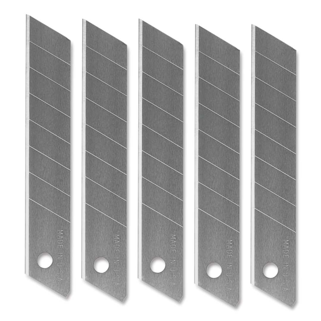 Open in modal - Excel Blades Snap-Off Utility Knife Blades - 18 mm, 8-Point Snap Blade, Pkg of 5, out of packaging