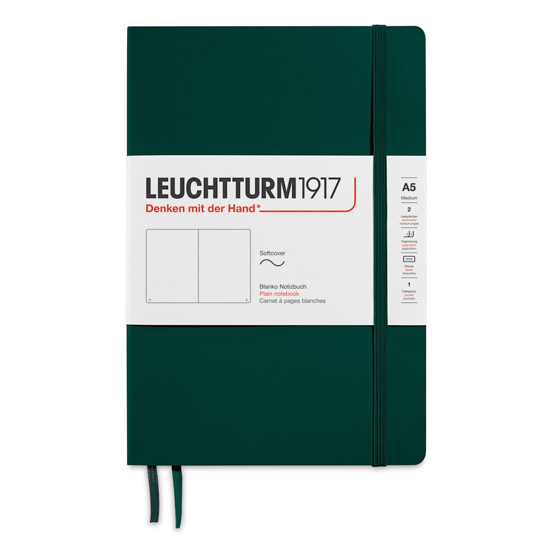 Open in modal - Leuchtturm1917 Blank Softcover Notebook - Forest Green, 5-3/4" x 8-1/4"