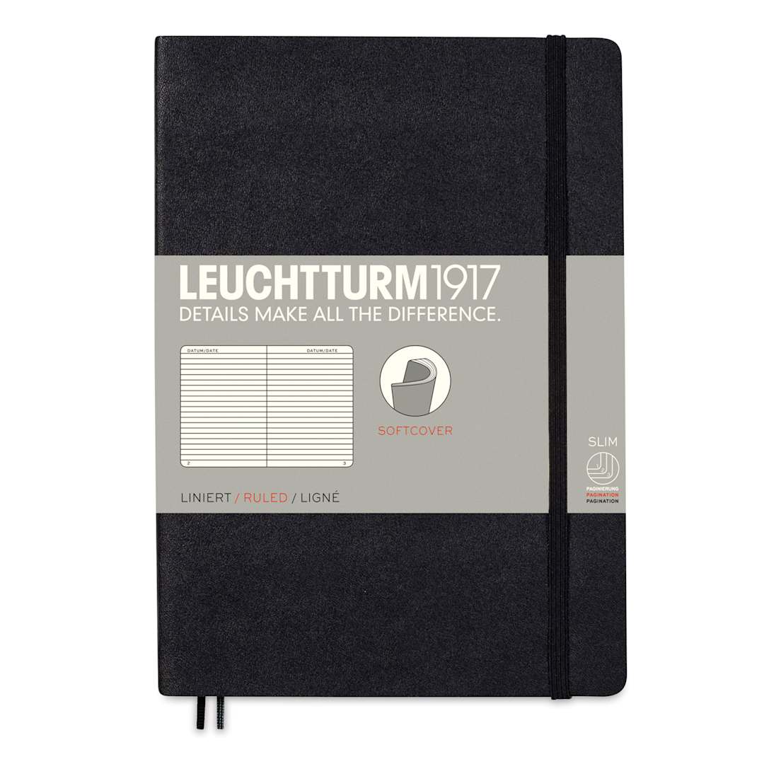 Open in modal - Leuchtturm1917 Ruled Softcover Notebook - Black, 5-3/4" x 8-1/4"