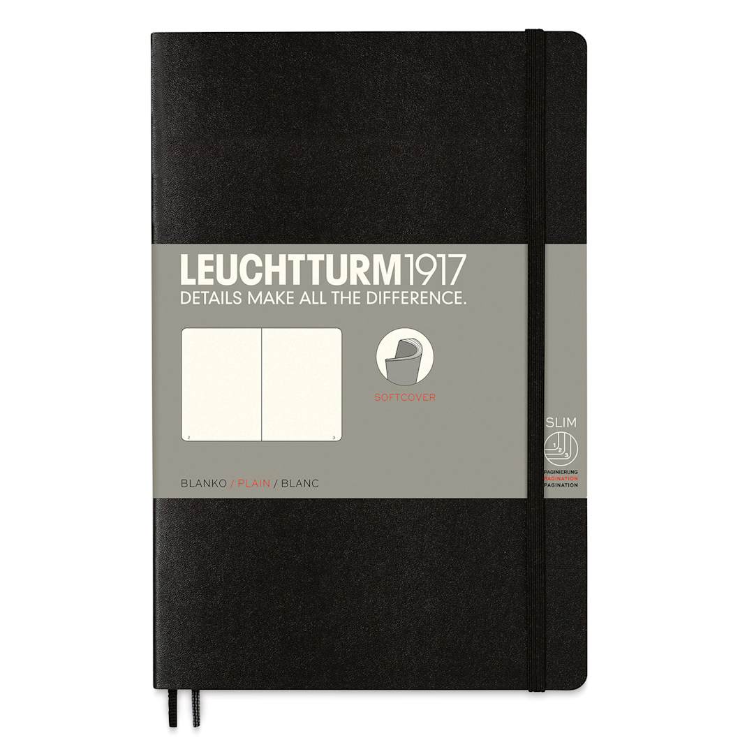 Open in modal - Leuchtturm1917 Blank Softcover Notebook - Black, 5" x 7-1/2"