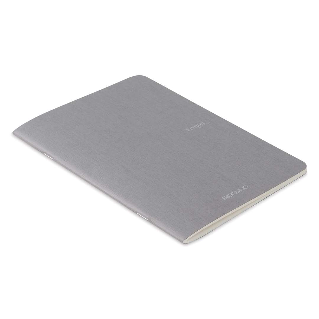 Open in modal - Fabriano EcoQua Staplebound Notebook - Gray, 8.3" x 5.8", Blank (side view)
