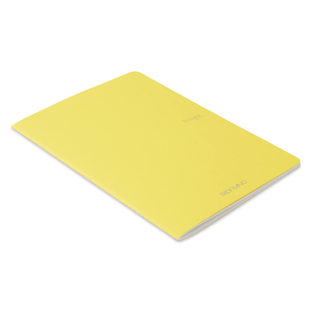 Open in modal - Fabriano EcoQua Staplebound Notebook - Yellow, 11.7" x 8.3", Blank (side view)