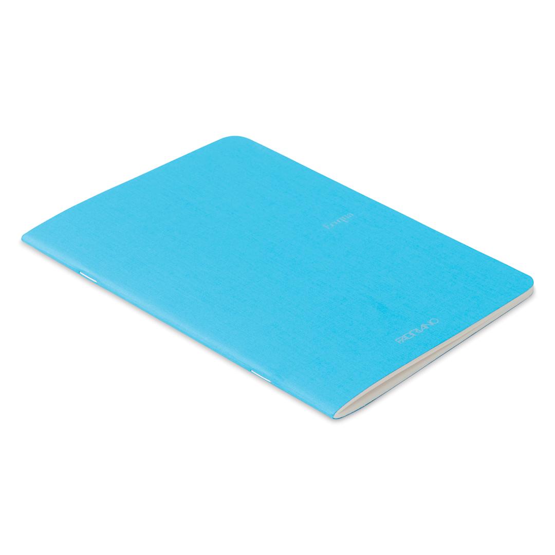 Open in modal - Fabriano EcoQua Staplebound Notebook - Turquoise, 8.3" x 5.8", Blank (side view)