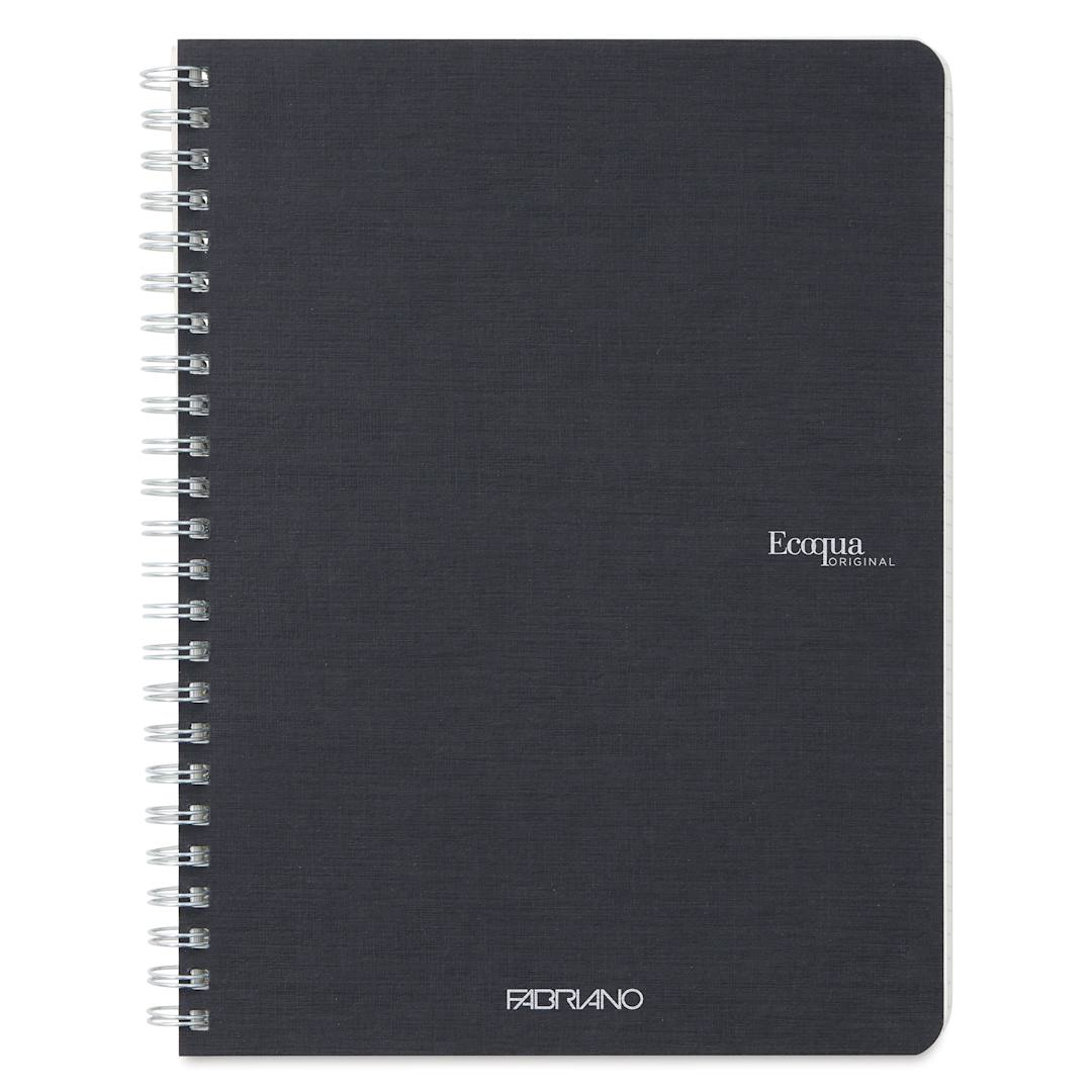 Open in modal - Fabriano EcoQua Spiral Notebook - Black, 8.3" x 5.8", Graph (front view)