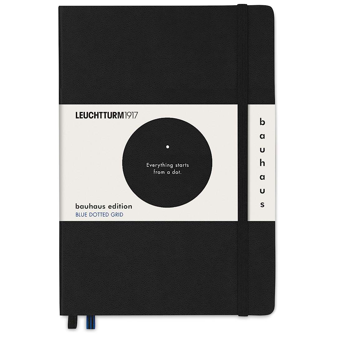 Open in modal - Leuchtturm1917 Bauhaus Notebook - Black/Royal Blue, 5-3/4" x 8-1/4", Dotted (front cover with label)