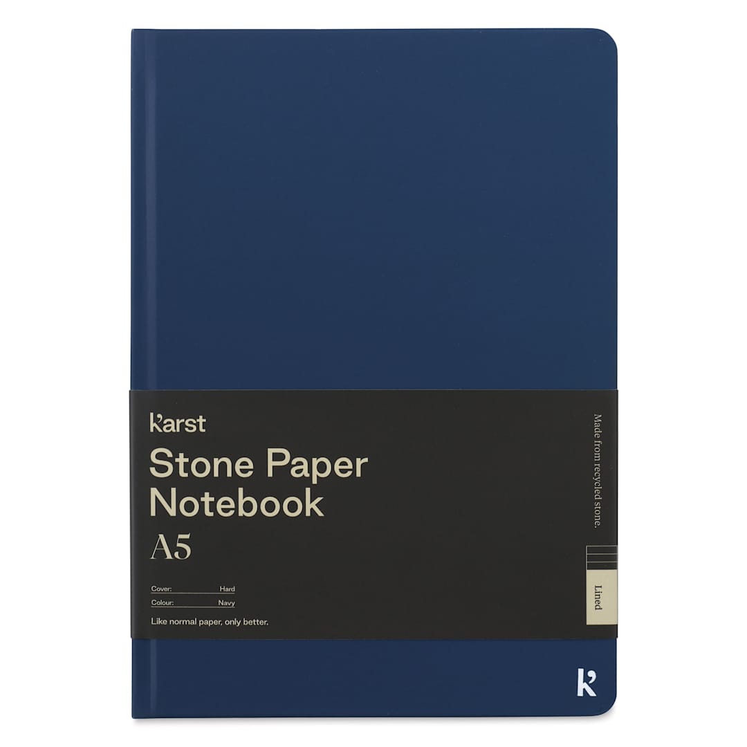 Open in modal - Karst Stone Paper Notebook - Navy, A5, Lined, front