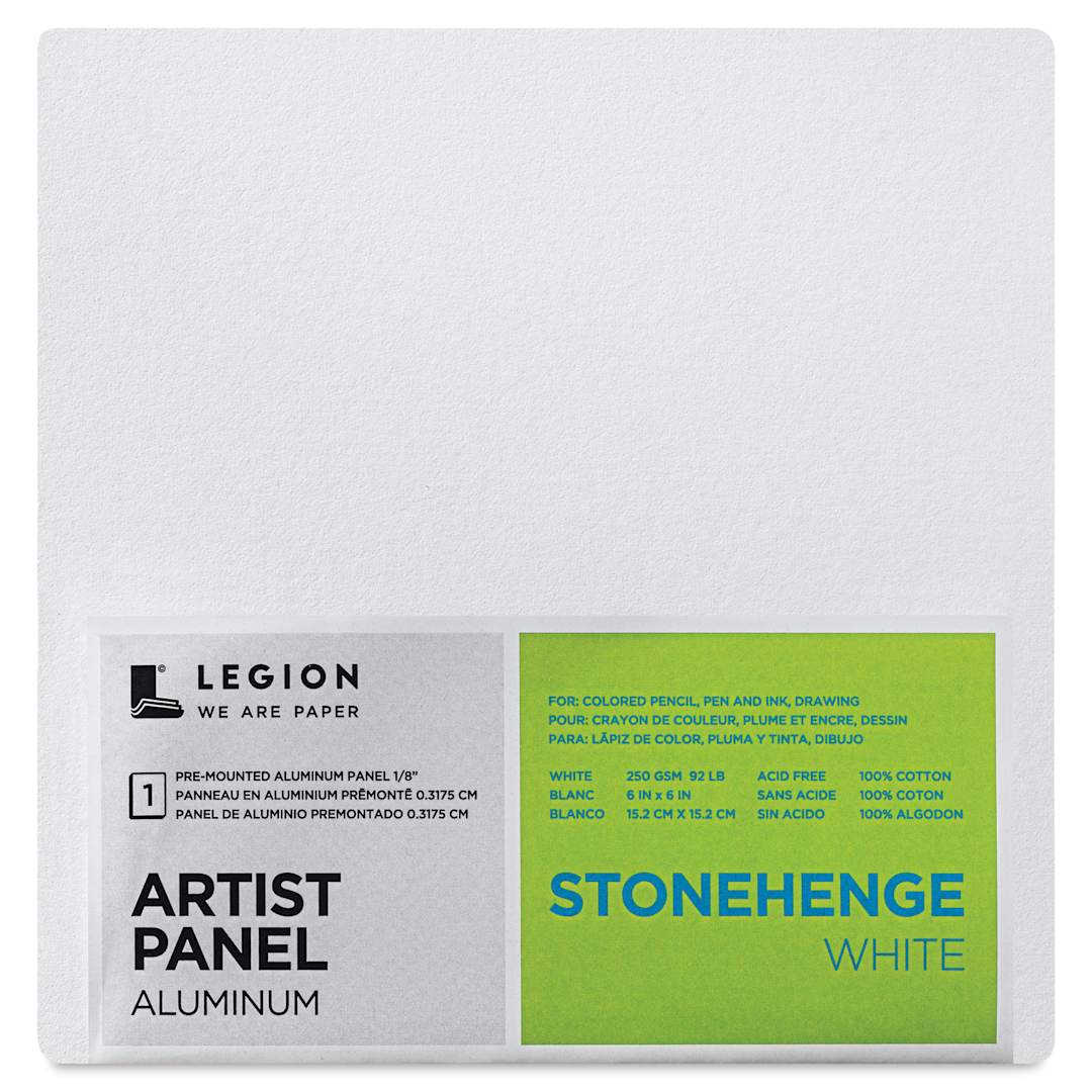 Open in modal - Legion Stonehenge White Drawing Aluminum Artist Panel - 6" x 6", front of packaging