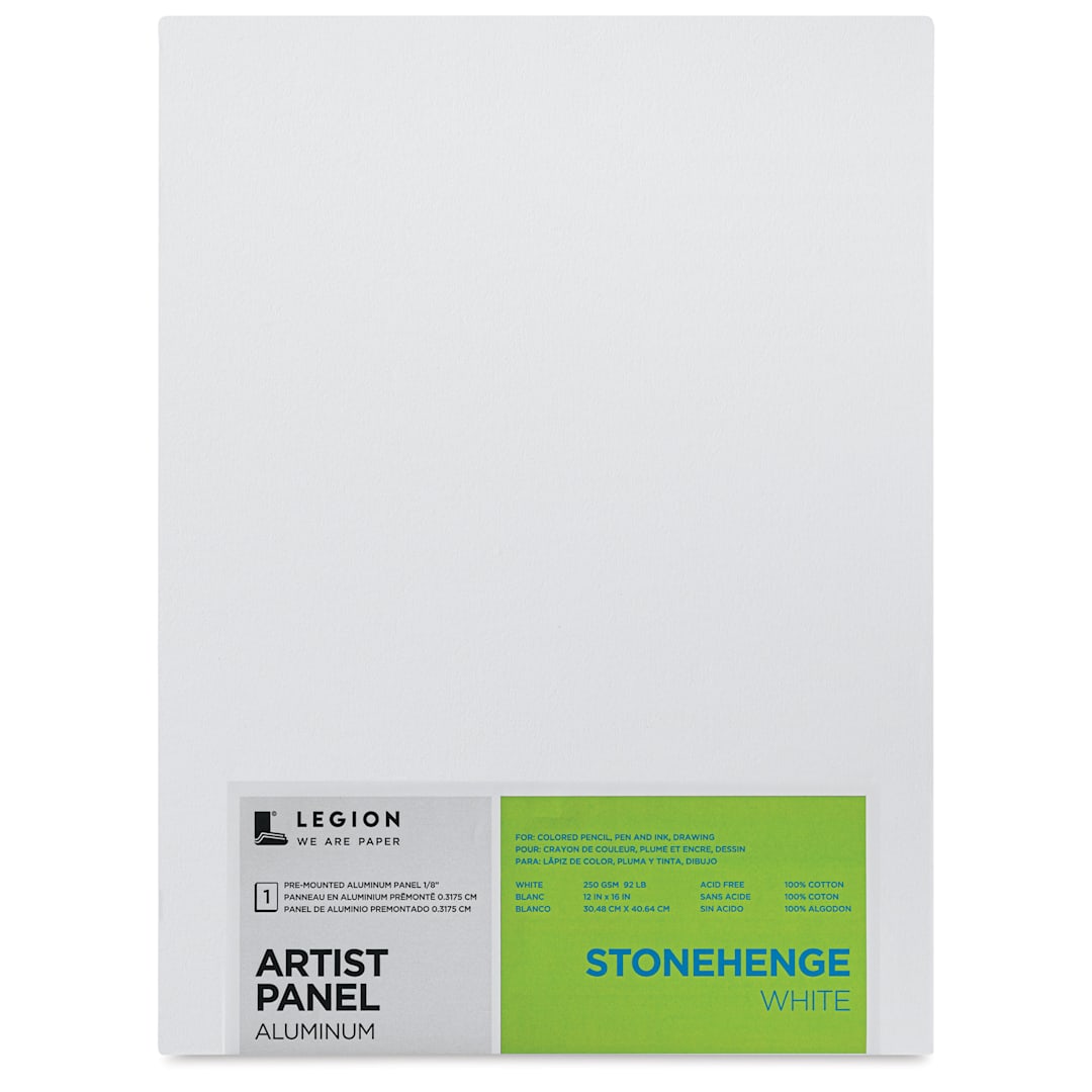 Open in modal - Legion Stonehenge White Drawing Aluminum Artist Panel - 12" x 16", front of packaging