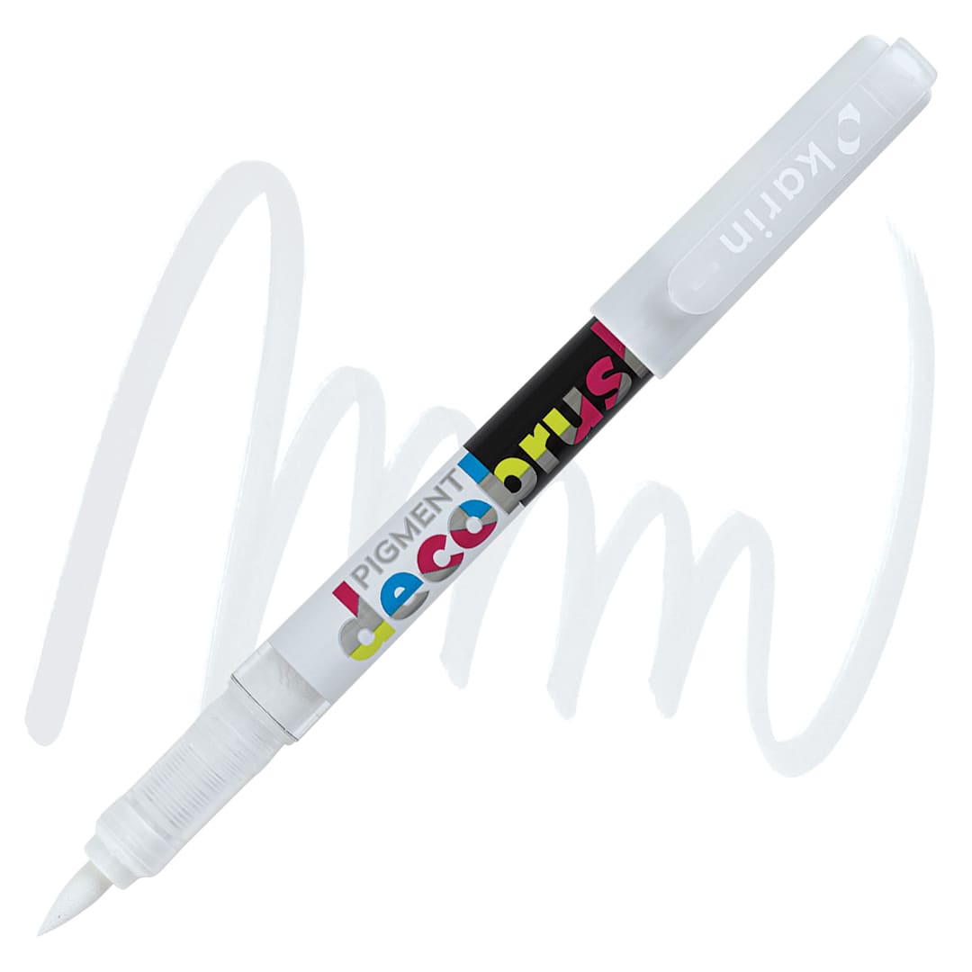 Open in modal - Karin Pigment Decobrush Marker - White marker and swatch