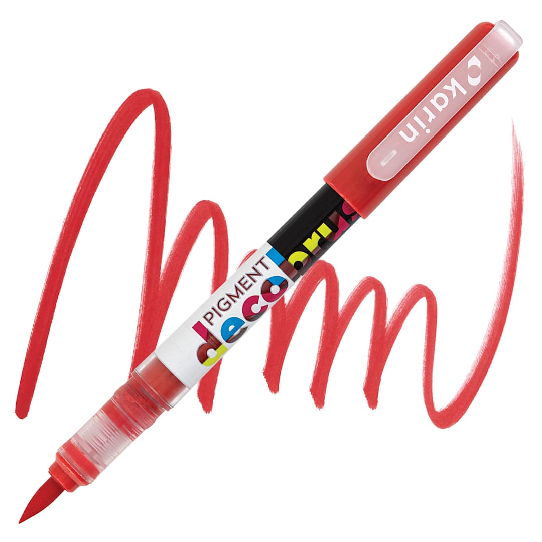 Open in modal - Karin Pigment Decobrush Marker - Red marker and swatch