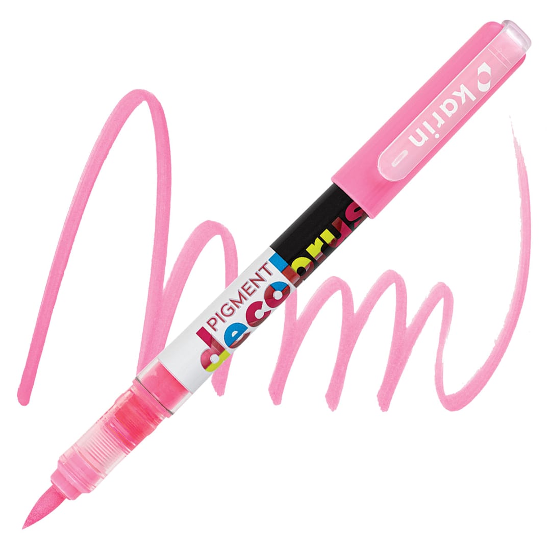 Open in modal - Karin Pigment Decobrush Marker - Pink marker and swatch