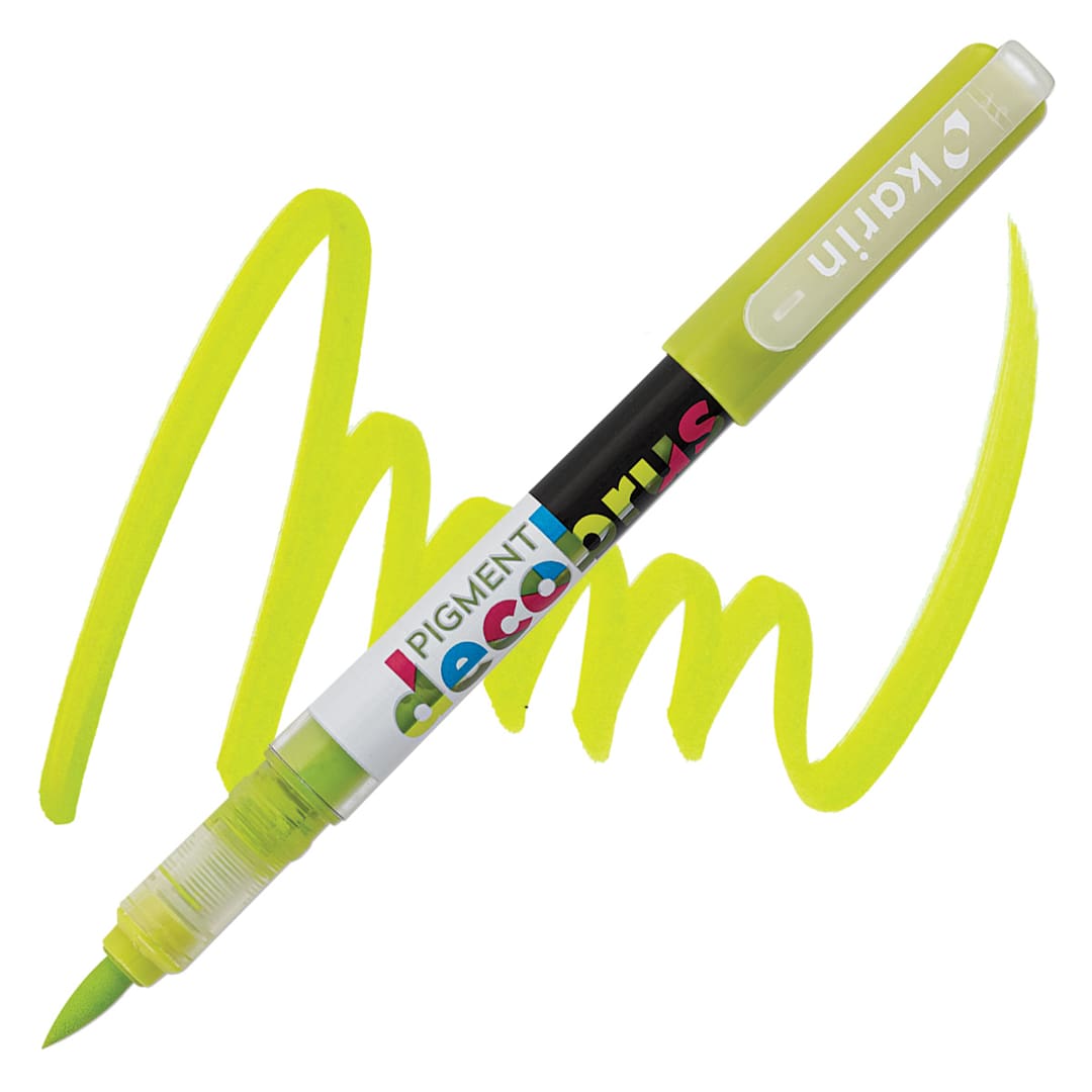 Open in modal - Karin Pigment Decobrush Marker - Sulphur Yellow marker and swatch
