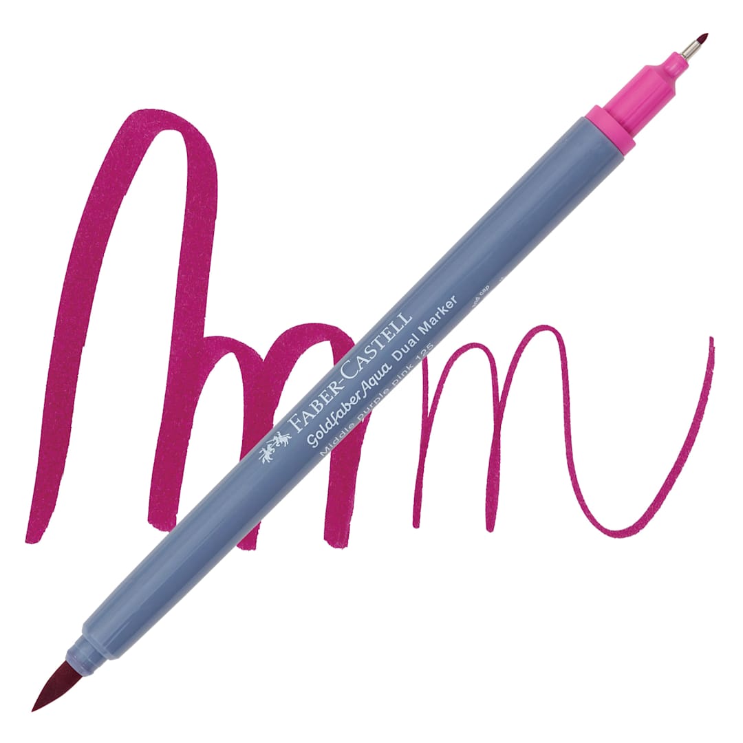 Open in modal - Faber-Castell Goldfaber Aqua Dual Marker - 125 Middle Purple Pink marker and swatch