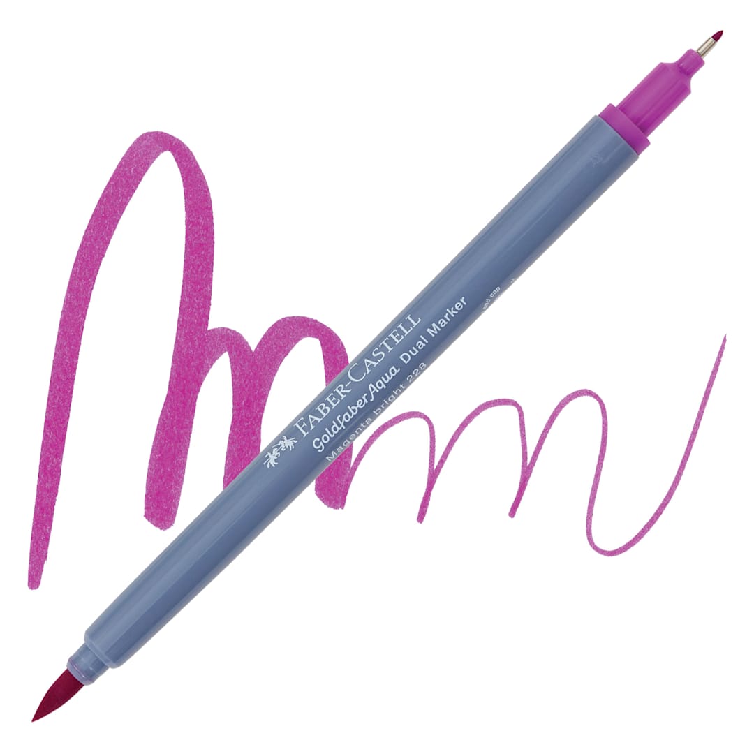 Open in modal - Faber-Castell Goldfaber Aqua Dual Marker - 228 Bright Magenta marker and swatch