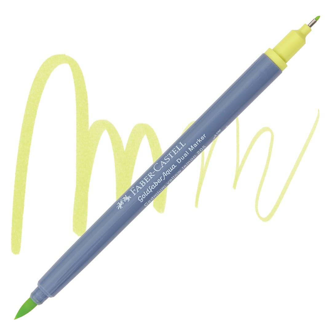 Open in modal - Faber-Castell Goldfaber Aqua Dual Marker - 205 Cadmium Yellow Lemon marker and swatch