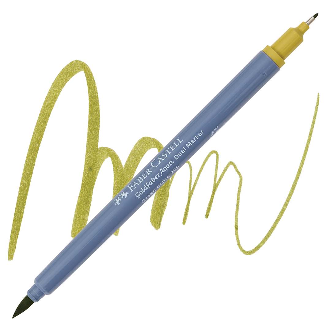 Open in modal - Faber-Castell Goldfaber Aqua Dual Marker - 269 Green Ochre marker and swatch