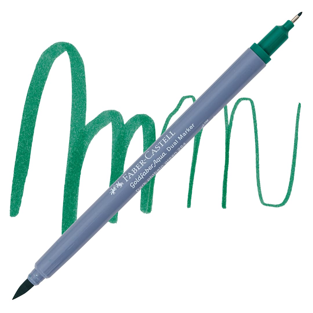 Open in modal - Faber-Castell Goldfaber Aqua Dual Marker - 264 Dark Phthalo Green marker and swatch