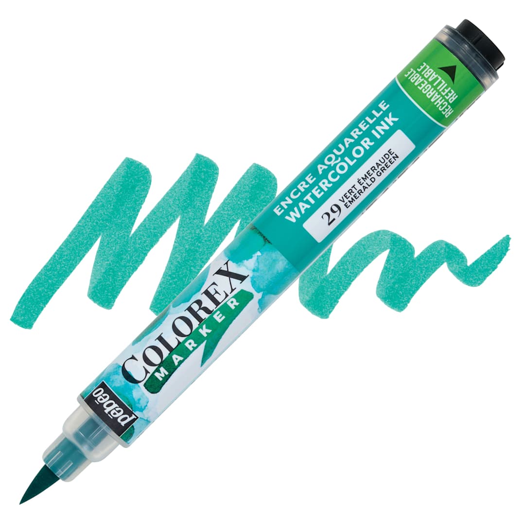 Open in modal - Pebeo Colorex Refillable Marker - Emerald Green marker and swatch