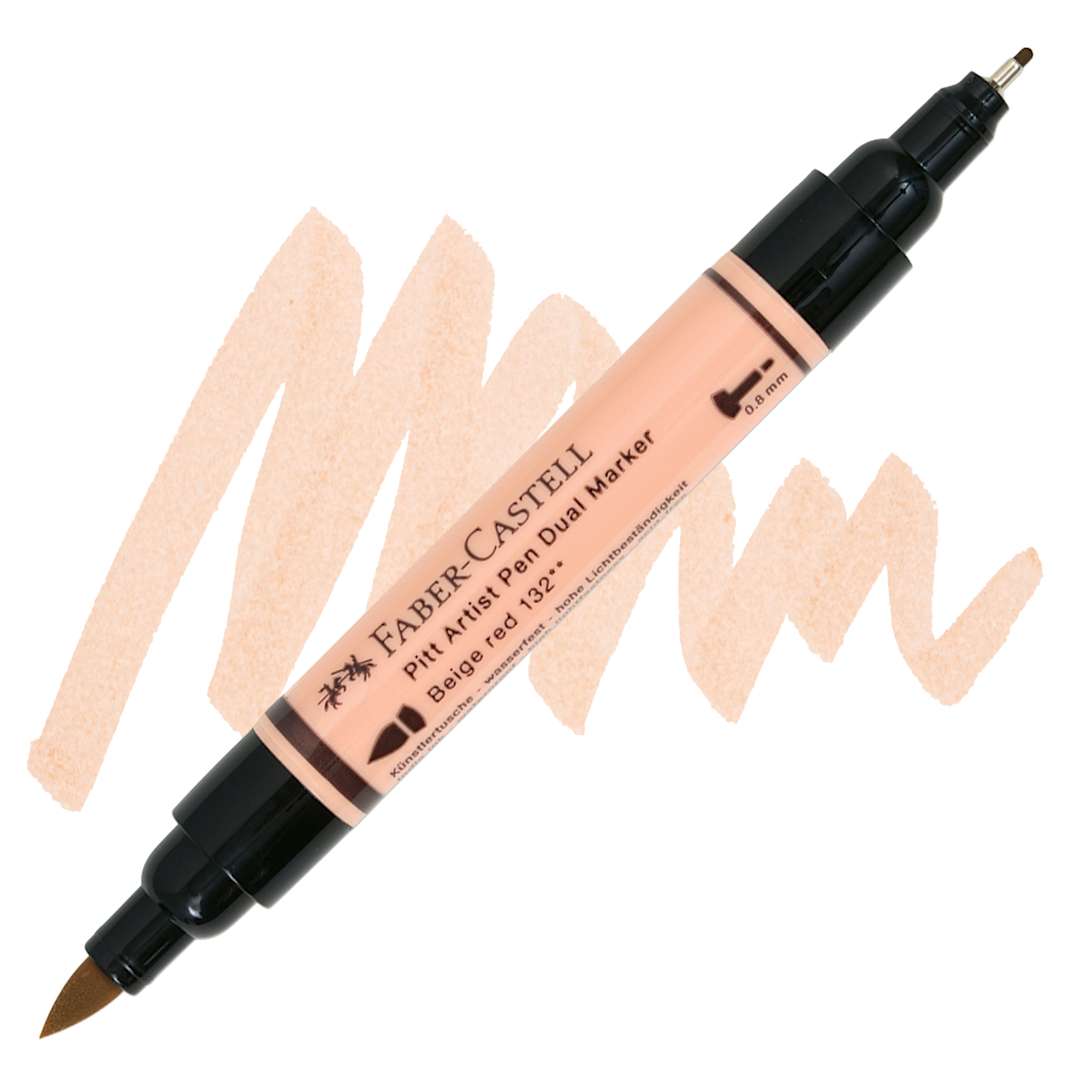 Open in modal - Faber-Castell Pitt Artist Pen Dual Tip Marker - Beige Red 132 marker and swatch