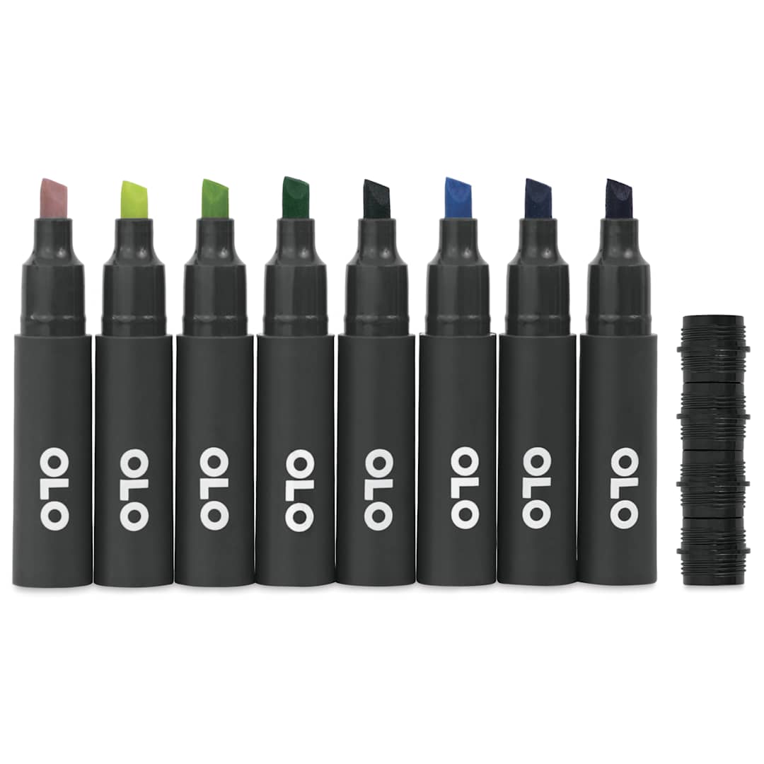 Open in modal - Olo Chisel Dual-Tip Markers - Set of 8, Landscape, caps off