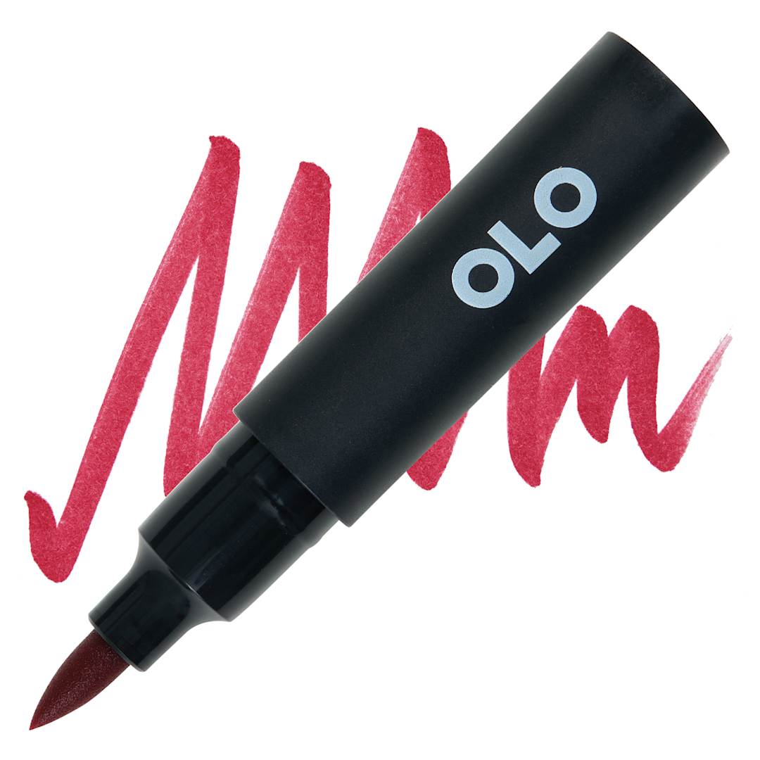 Open in modal - Olo Brush-Tip Half Marker - R0.6 Cranberry marker and swatch