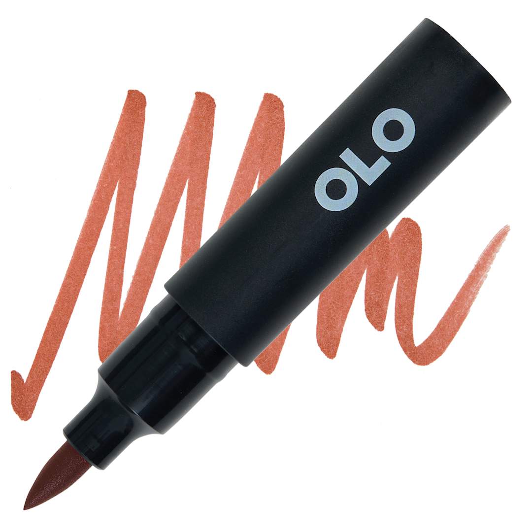 Open in modal - Olo Brush-Tip Half Marker - OR3.7 Mocha marker and swatch