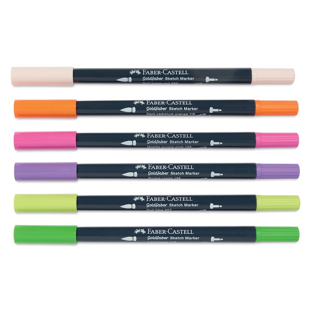 Open in modal - Faber-Castell Goldfaber Sketch Dual-Tip Markers - Graphic Novel, Set of 6, caps on