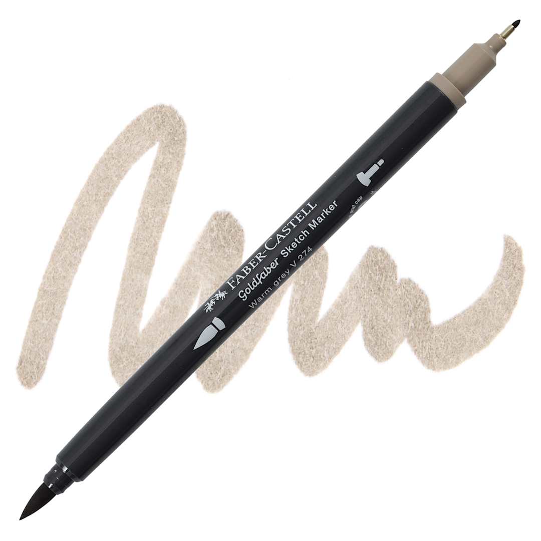 Open in modal - Faber-Castell Goldfaber Sketch Dual-Tip Marker - 274 Warm Grey V, swatch and marker