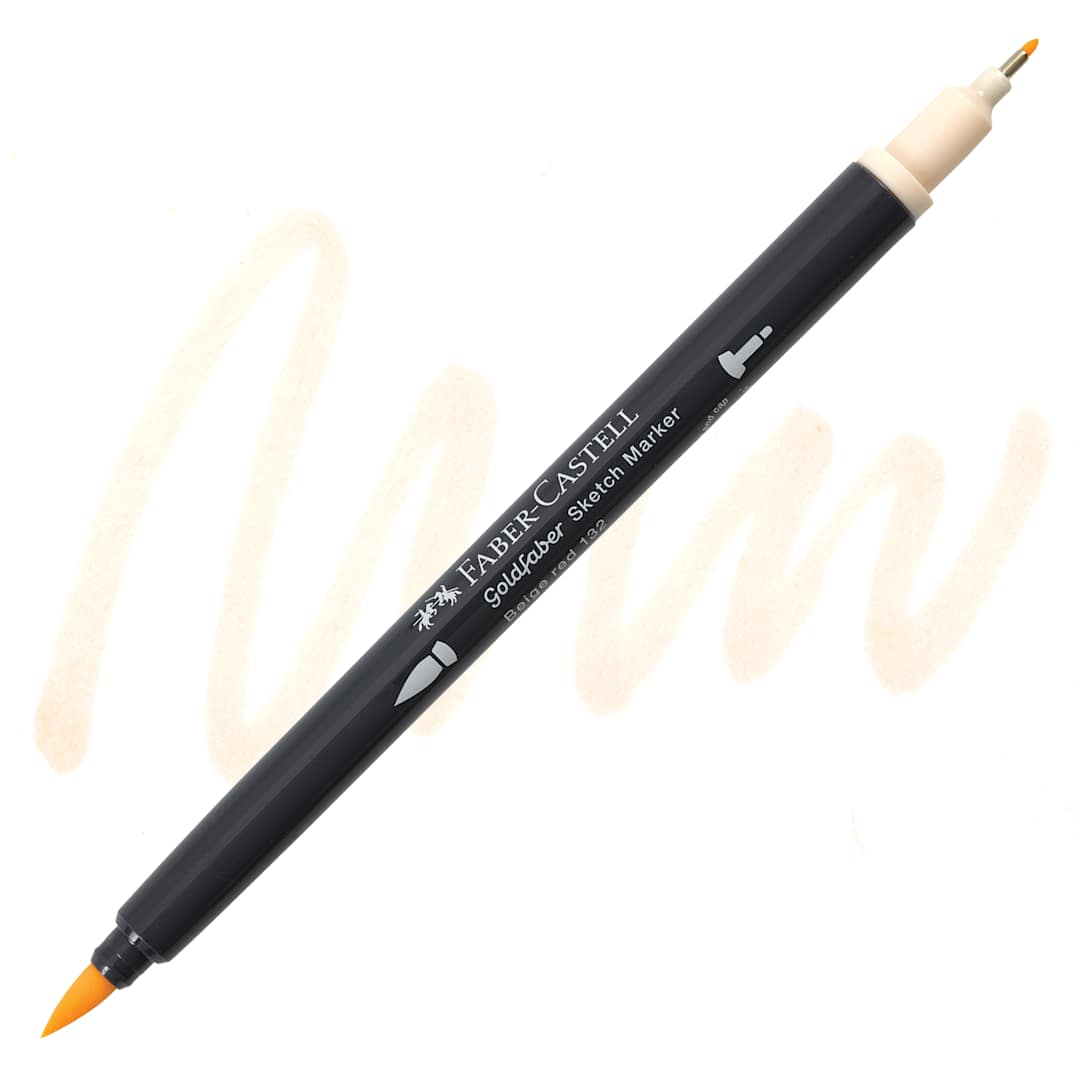 Open in modal - Faber-Castell Goldfaber Sketch Dual-Tip Marker - 132 Beige Red, swatch and marker