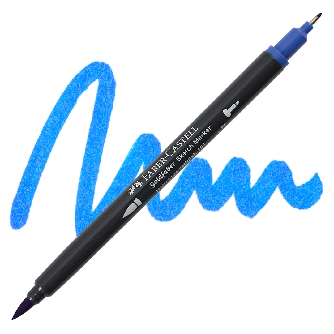 Open in modal - Faber-Castell Goldfaber Sketch Dual-Tip Marker - 151 Helioblue Reddish, swatch and marker