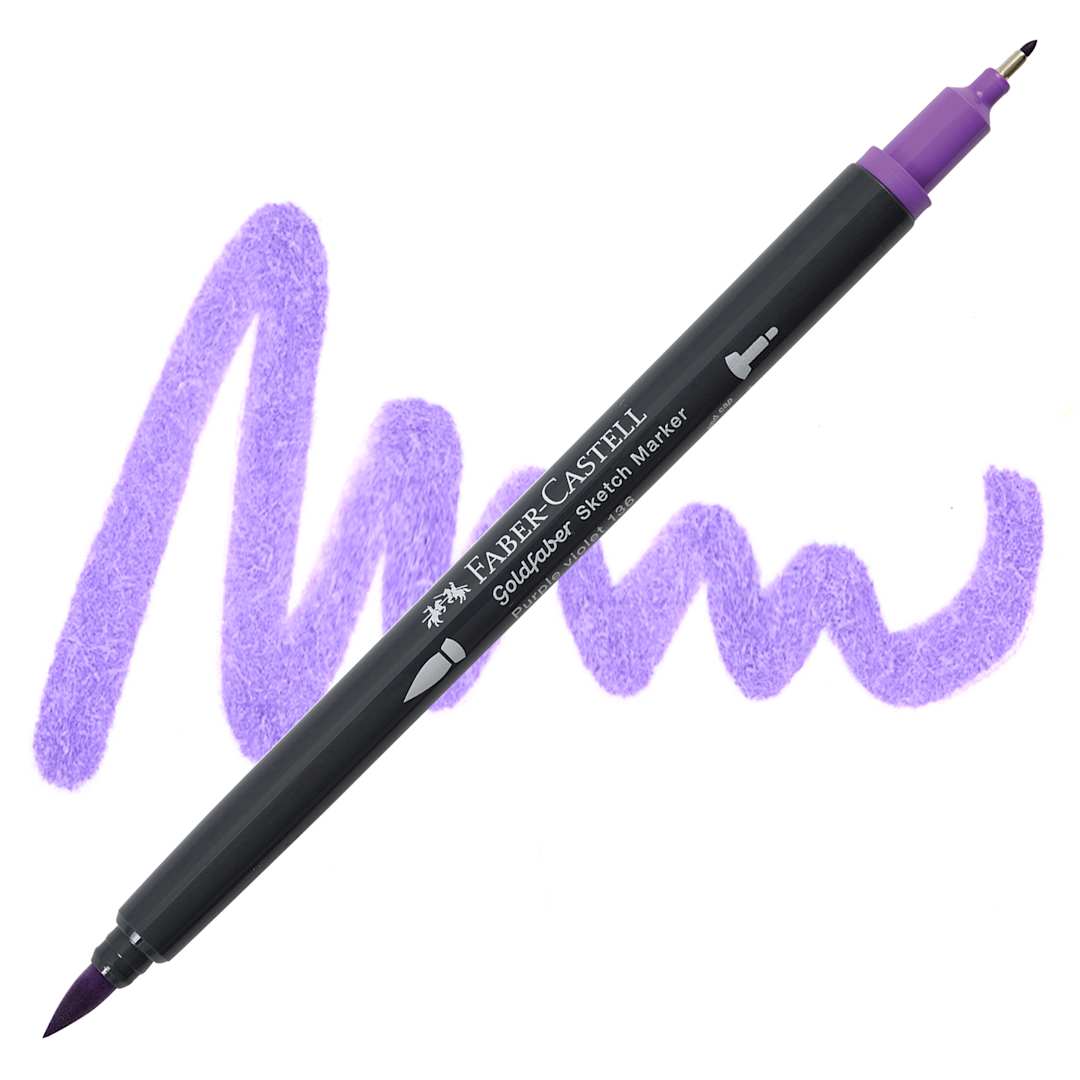 Open in modal - Faber-Castell Goldfaber Sketch Dual-Tip Marker - 136 Purple Violet, swatch and marker