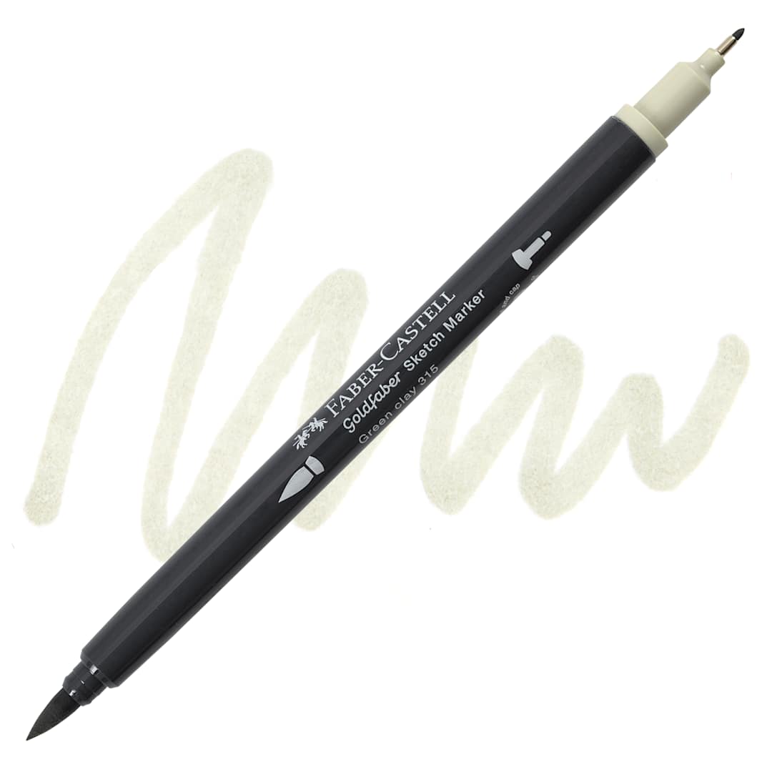 Open in modal - Faber-Castell Goldfaber Sketch Dual-Tip Marker - 315 Green Clay, swatch and marker