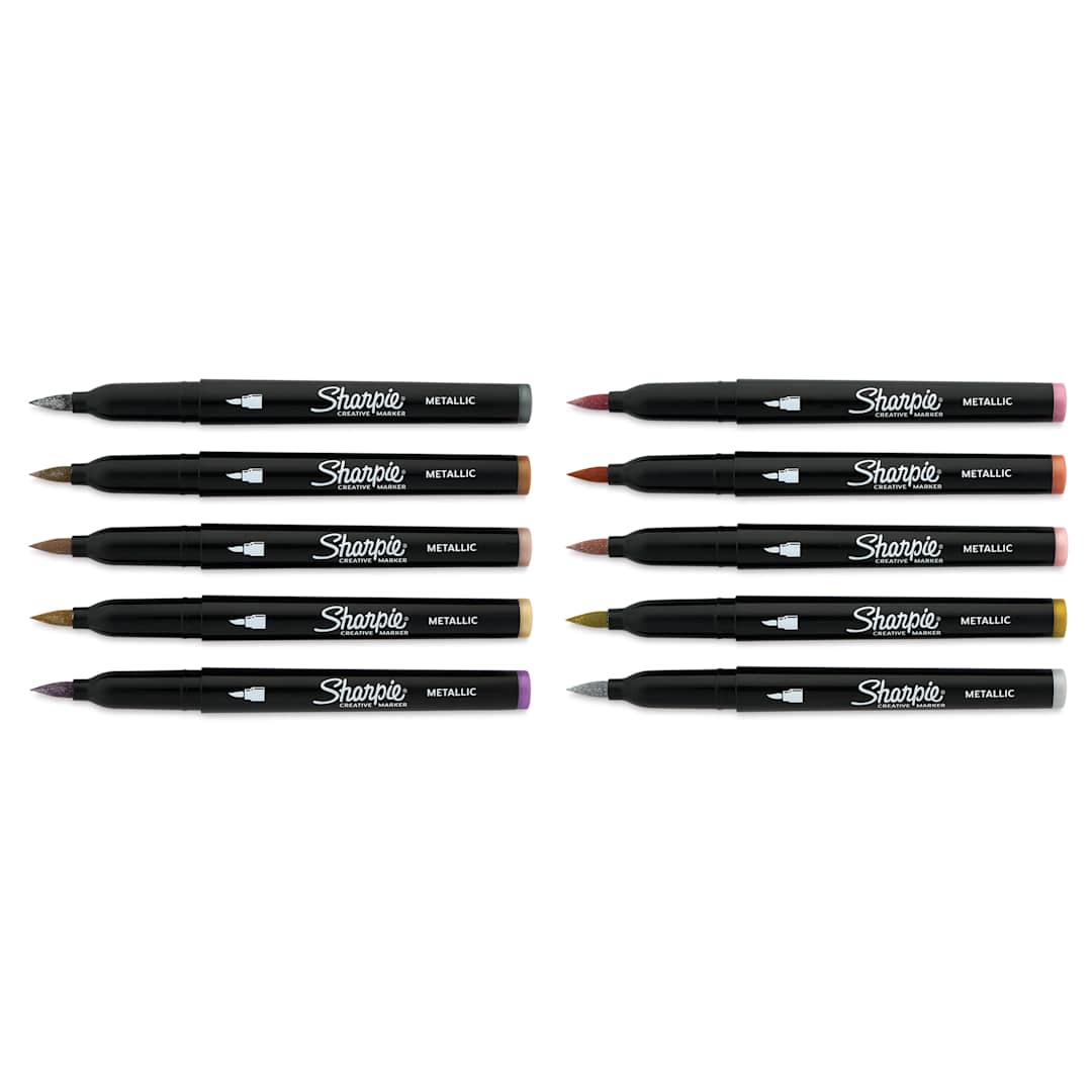 Open in modal - Sharpie Creative Acrylic Markers - Set of 10, Metallic Colors, Brush Tip