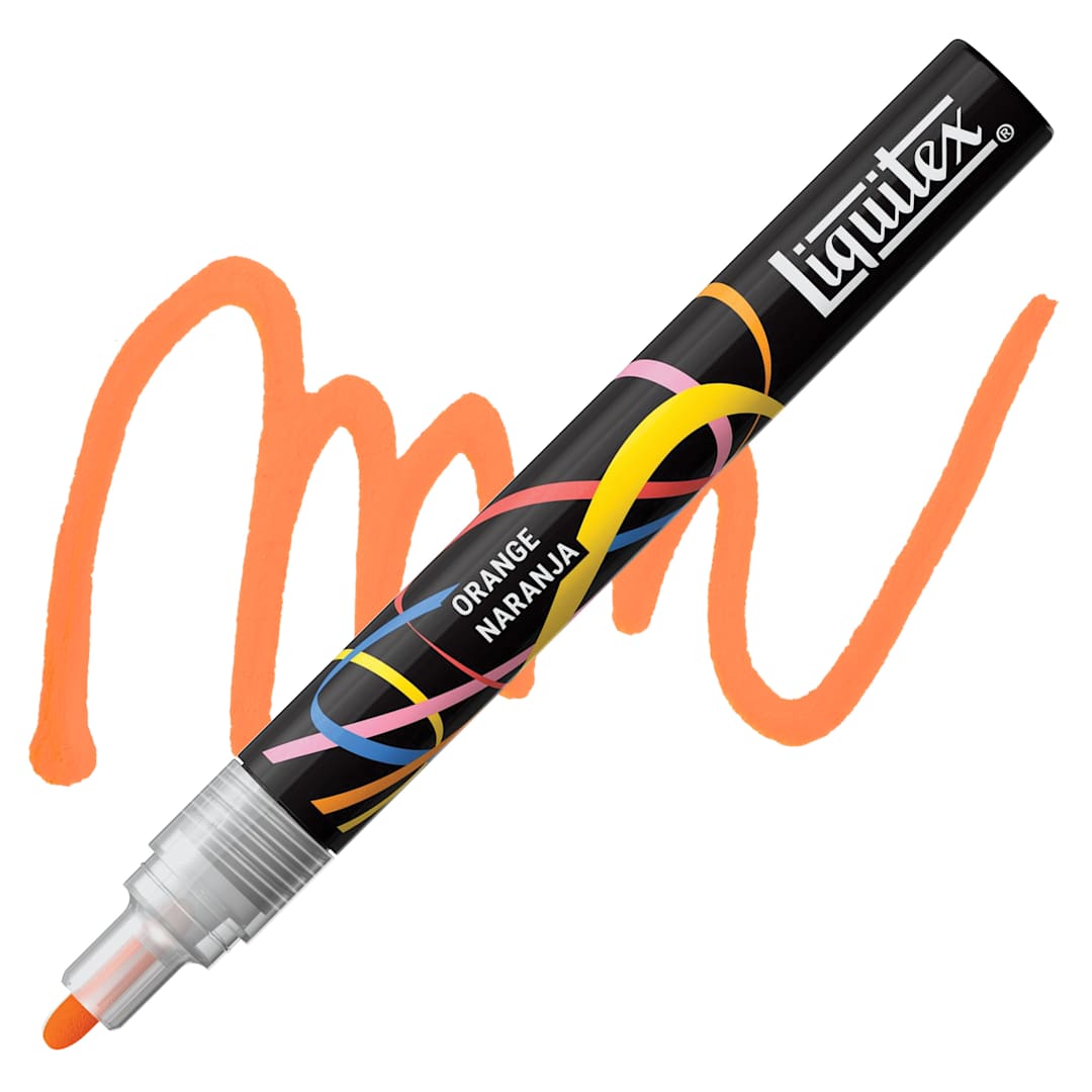 Open in modal - Liquitex Marker - Orange, Bullet Tip, 2 mm marker with swatch
