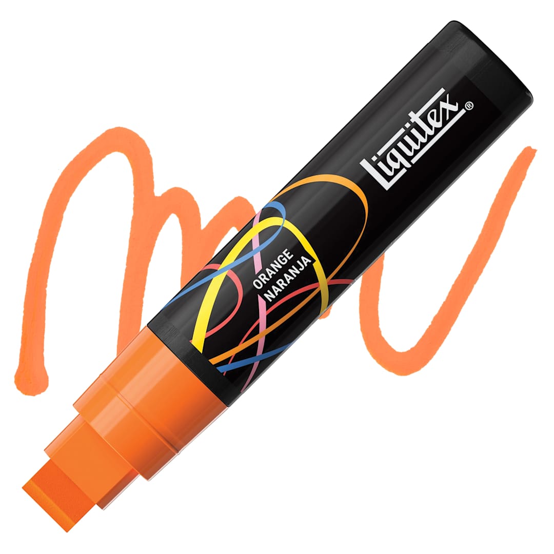 Open in modal - Liquitex Marker - Orange, Chisel Tip, 15 mm marker with swatch