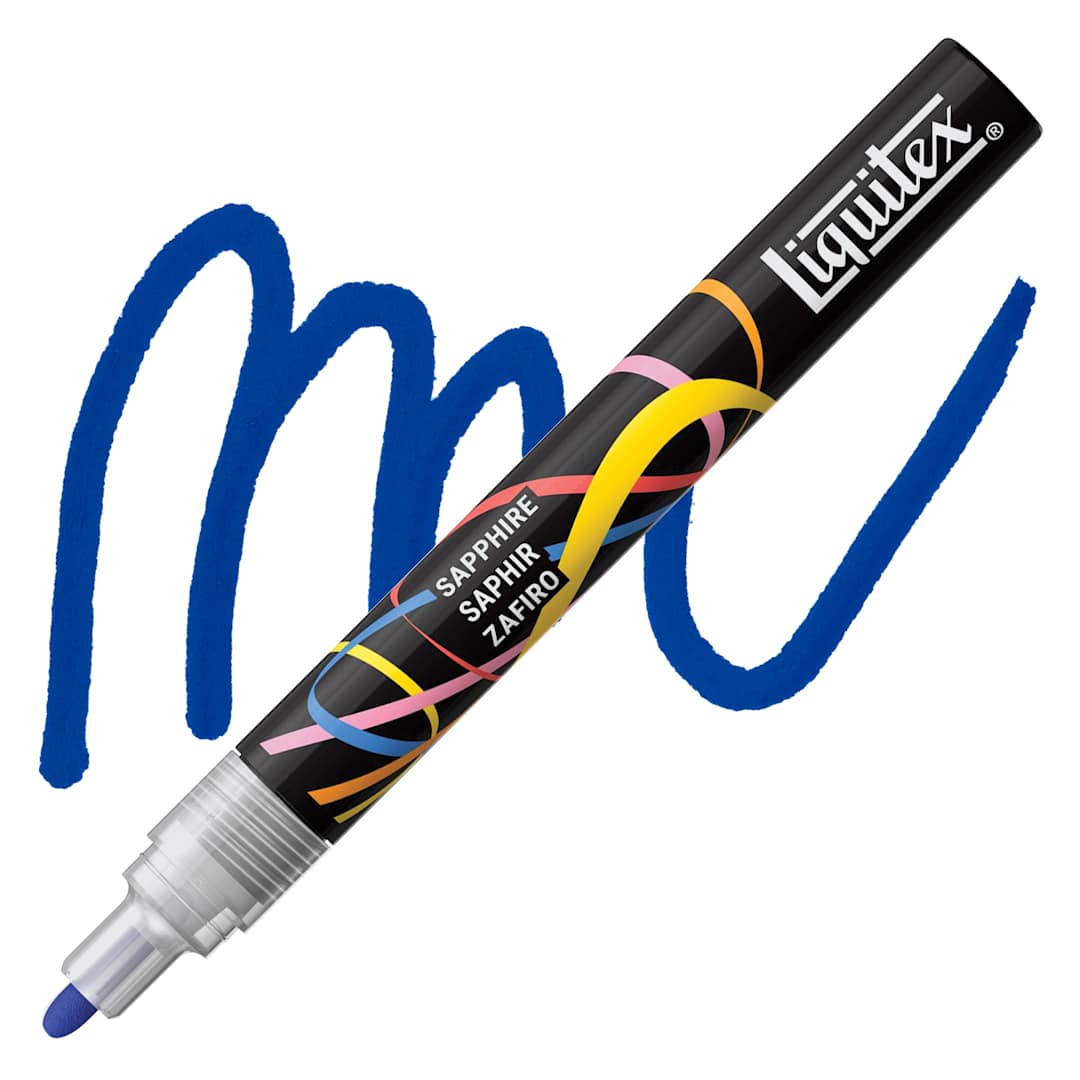 Open in modal - Liquitex Marker - Sapphire, Bullet Tip, 2 mm marker with swatch