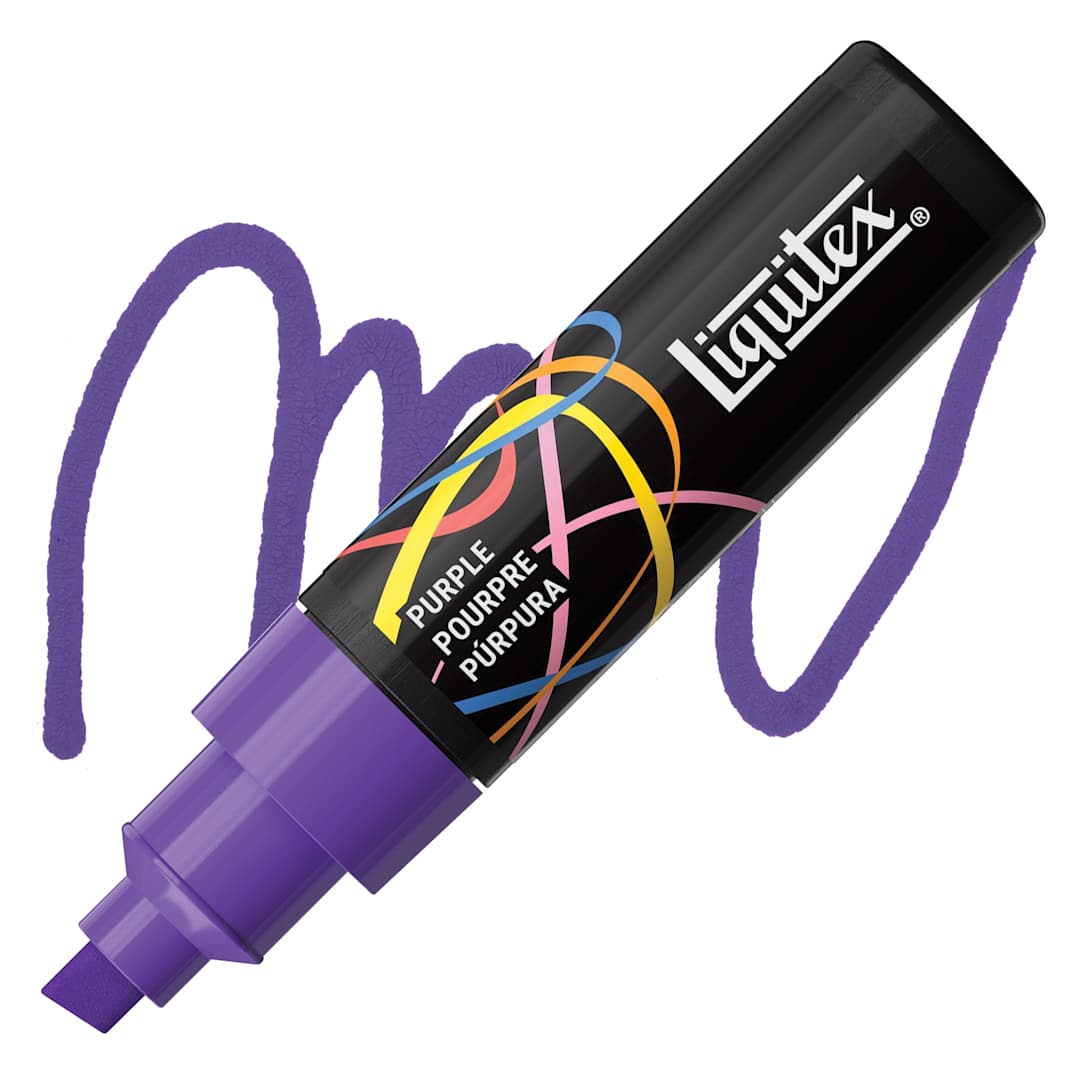 Open in modal - Liquitex Marker - Purple, Chisel Tip, 8 mm marker with swatch