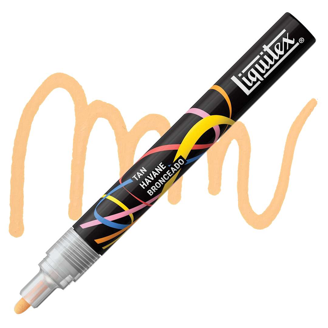 Open in modal - Liquitex Marker - Tan, Bullet Tip, 2 mm marker with swatch