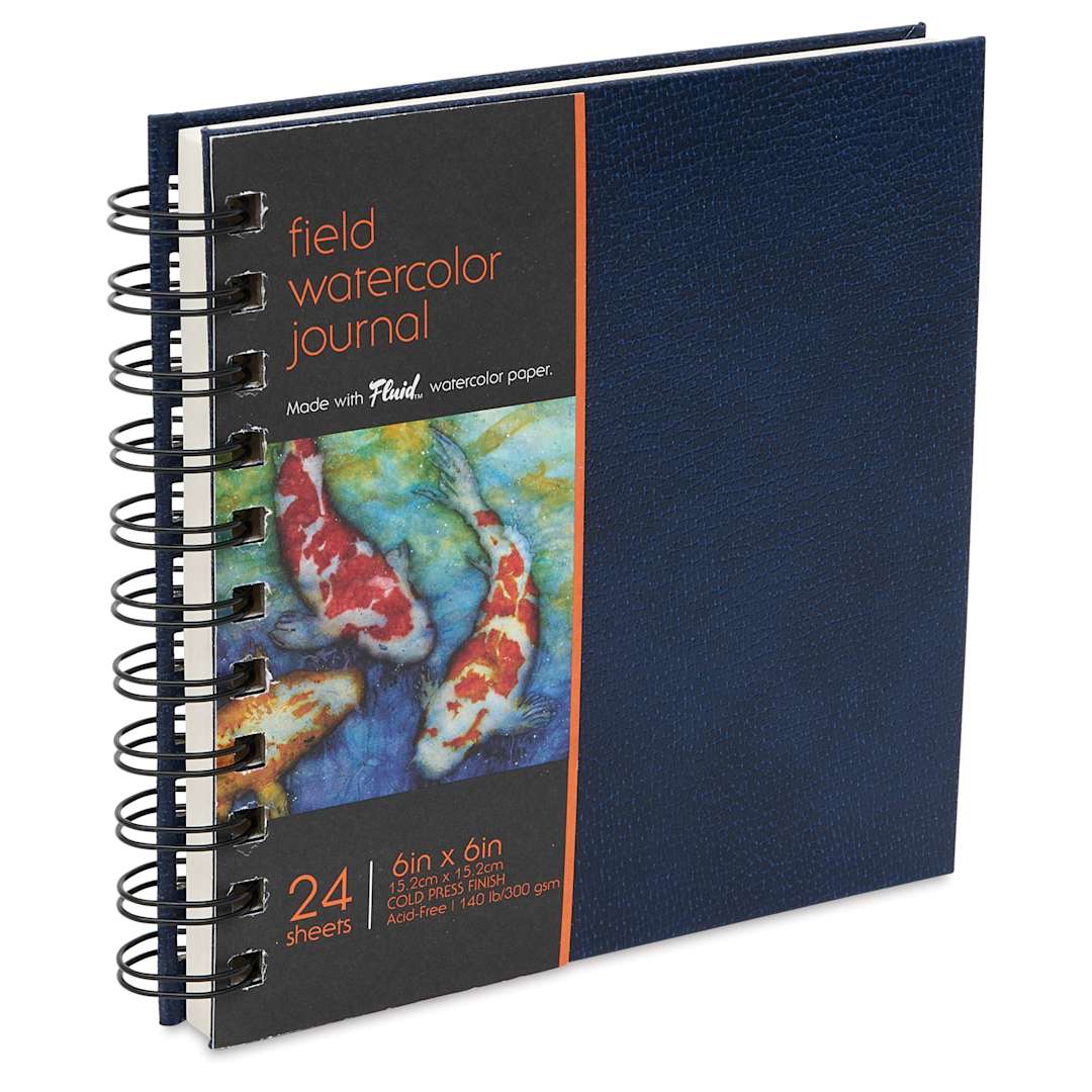 Open in modal - Fluid Watercolor Journal - Cold Press, 6" x 6", with label